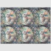 Pastel Art Nouveau Bloemen Konijn Decoupage Tissuepapier (Voorkant)
