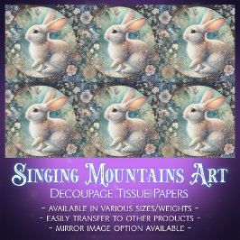 Pastel Art Nouveau Bloemen Konijn Decoupage Tissuepapier