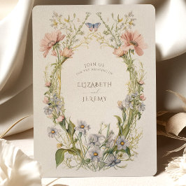 Pastel Art Nouveau Wildflower bruiloft uitnodiging