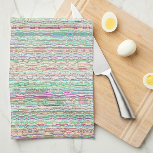Pastel Art Stripes Custom Kitchen Towel Theedoek (Quarter Fold)