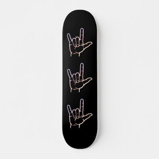 Pastel ASL I Love You Skateboard (Voorkant)