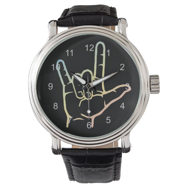 Pastel ASL Ik hou van je kijken Horloge (Voorkant)