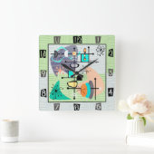 Pastel atoommoderne middeleeuwen vierkante klok (Huis)