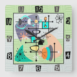 Pastel atoommoderne middeleeuwen vierkante klok