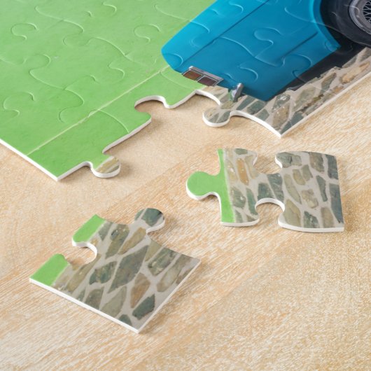 Pastel, auto en gebouw legpuzzel (Zijkant)