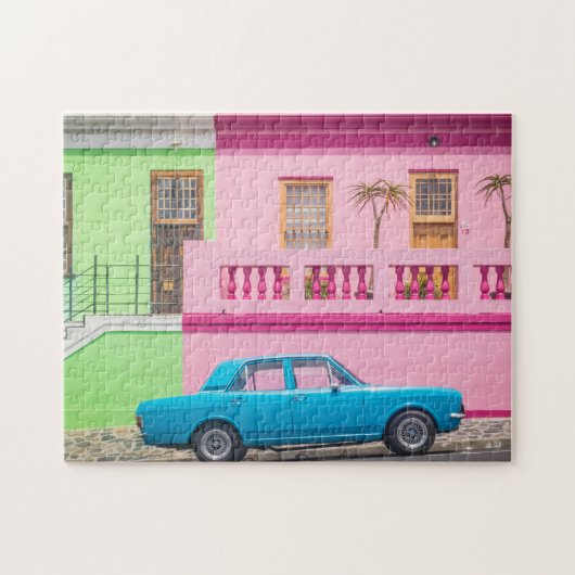 Pastel, auto en gebouw legpuzzel (Horizontaal)