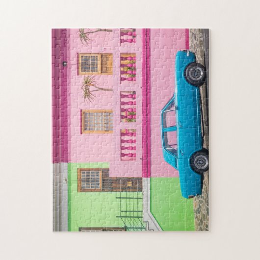 Pastel, auto en gebouw legpuzzel (Verticaal)