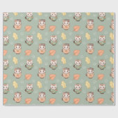 Pastel Autumn Cats in Mugs Pattern Cadeaupapier (Vlak)
