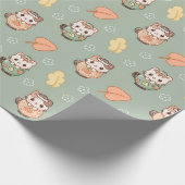 Pastel Autumn Cats in Mugs Pattern Cadeaupapier (Hoek)