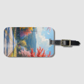 Pastel Autumn Country Road Watercolor Bagagelabel (Voorkant (horizontaal))