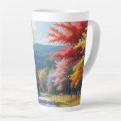 Pastel Autumn Country Road Watercolor Latte Mok (Rechterhoek)