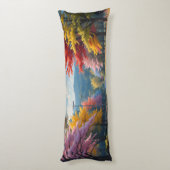 Pastel Autumn Country Road Watercolor Lichaamskussen (Achterkant (Verticaal))