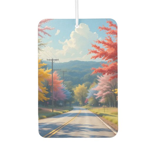 Pastel Autumn Country Road Watercolor Luchtverfrisser (Voorkant)