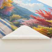 Pastel Autumn Country Road Watercolor Sherpa Deken (3/4)