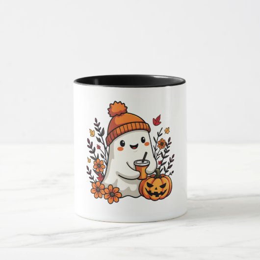 Pastel Autumn Kawaii Ghost Herfst Pumpkin Spice Mok (Midden)