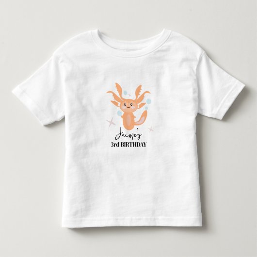 Pastel Axolotl Oceaan Schepsel Verjaardagsnaam Kinder Shirts (Voorkant)