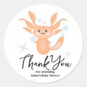Pastel Axolotl Oceaan Wezen Baby Shower Ronde Sticker