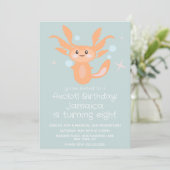 Pastel Axolotl Oceaan Wezen Verjaardagsfeestje Kaart (Staand voorkant)