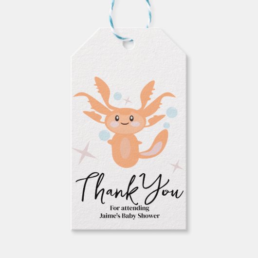 Pastel Axolotl Ocean Created Baby shower Cadeaulabel (Voorkant)