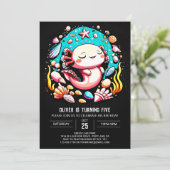 Pastel Axolotl Onder het Zee Verjaardagsviering Kaart (Staand voorkant)