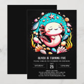 Pastel Axolotl Onder het Zee Verjaardagsviering Kaart (Voorkant / Achterkant)