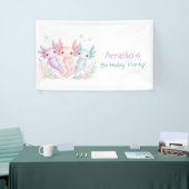 Pastel Axolotl Verjaardagsfeest Welkom Spandoek (Beurs)