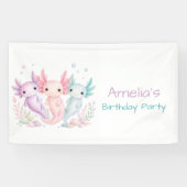 Pastel Axolotl Verjaardagsfeest Welkom Spandoek (Horizontaal)