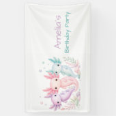 Pastel Axolotl Verjaardagsfeest Welkom Spandoek (Verticaal)