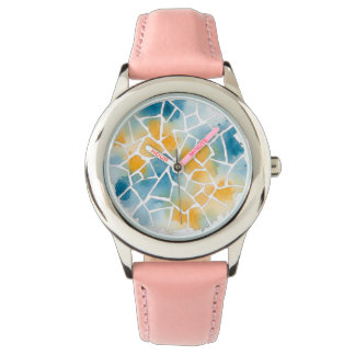 Pastel Azulejo Watercolor Mosaic Watch – Portugues Horloge