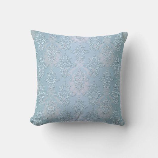 Pastel Baby Blauw Damask Kussen (Voorkant)