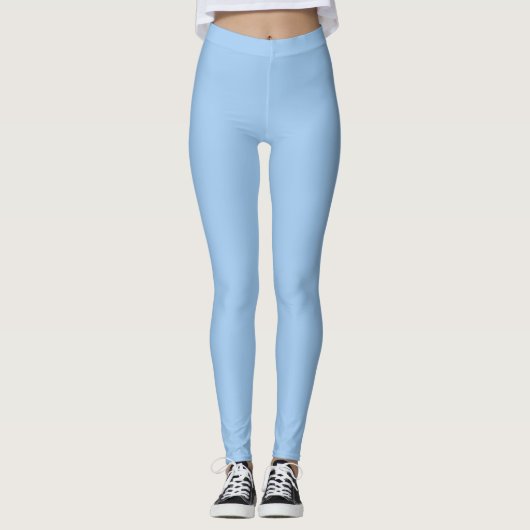 Pastel Baby Blauw Effen Kleur Leggings (Voorkant)
