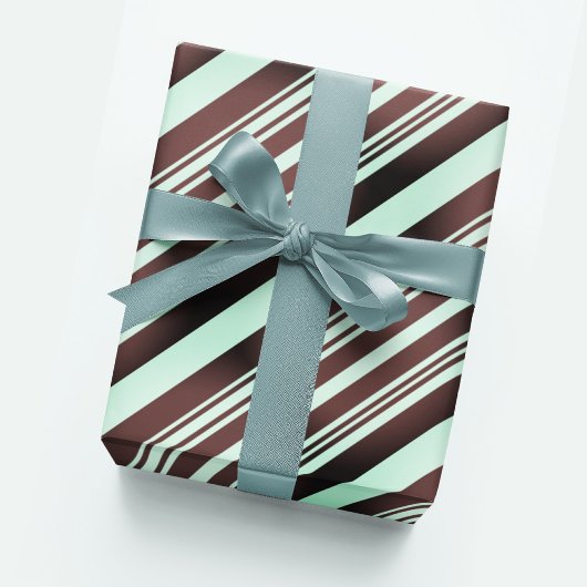 Pastel Baby Blauw Espresso Bruin Streep Modern Boh Cadeaupapier