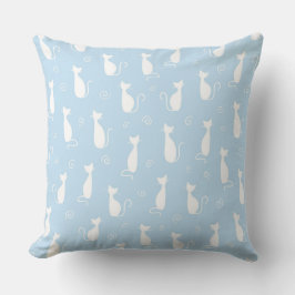 PASTEL BABY BLAUW MET WITTE KAT SILHOUETTEN KUSSEN