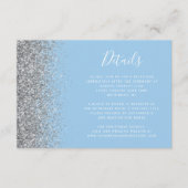 Pastel Baby Blauw Zilver Glitter Bruiloft Details Informatiekaartje (Voorkant)