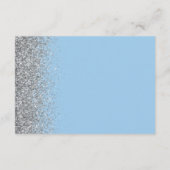 Pastel Baby Blauw Zilver Glitter Bruiloft Details Informatiekaartje (Achterkant)