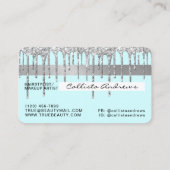 Pastel Baby Blauw Zilver Glitter Druppelt Krediet Visitekaartje (Achterkant)