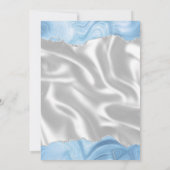 Pastel Baby Blauw Zilveren Agaat Wit Zijde Trouwen Kaart (Achterkant)