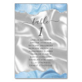 Pastel Baby Blauw Zilveren Agaat Wit Zijde Trouwen Kaart (Voorkant)