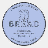 Pastel Baby Blauw Zuurdesembrood Dank u Sticker (Voorkant)