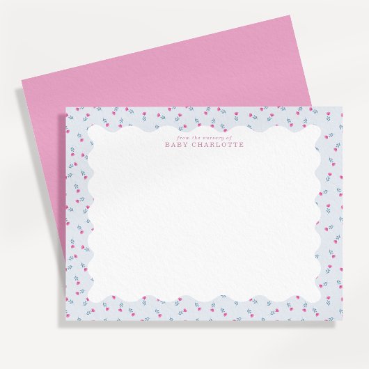Pastel Baby Bloemen Golf Rand Notitiekaart Kaart