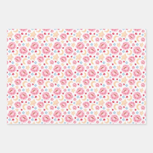 Pastel Baby Blue Baby Pink Hot Air-ballonnen Inpakpapier Vel (Voorkant 2)