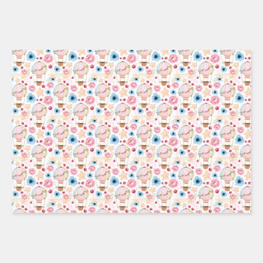 Pastel Baby Blue Baby Pink Hot Air-ballonnen Inpakpapier Vel (Voorkant)