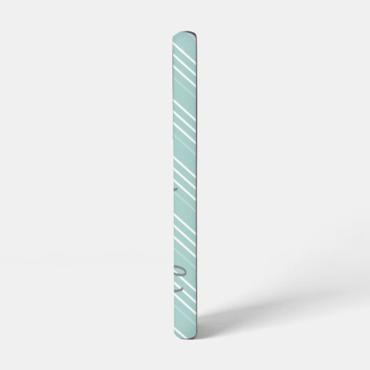 Pastel baby blue Chevron Pattern - Script Name Samsung Galaxy Hoesje (Linkerkant)