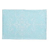 Pastel Baby Blue Double Damask Patroon Kussensloop (Achterkant-Links)