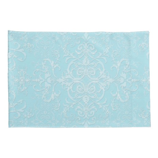 Pastel Baby Blue Double Damask Patroon Kussensloop (Achterkant-Rechts)