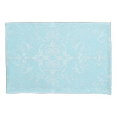 Pastel Baby Blue Double Damask Patroon Kussensloop (Voorkant-Links)