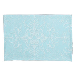 Pastel Baby Blue Double Damask Patroon Kussensloop