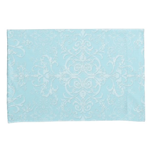 Pastel Baby Blue Double Damask Patroon Kussensloop (Voorkant-Rechts)
