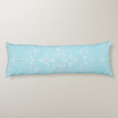 Pastel Baby Blue Double Damask Patroon Lichaamskussen (Achterkant)