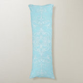 Pastel Baby Blue Double Damask Patroon Lichaamskussen (Voorkant Verticaal)
